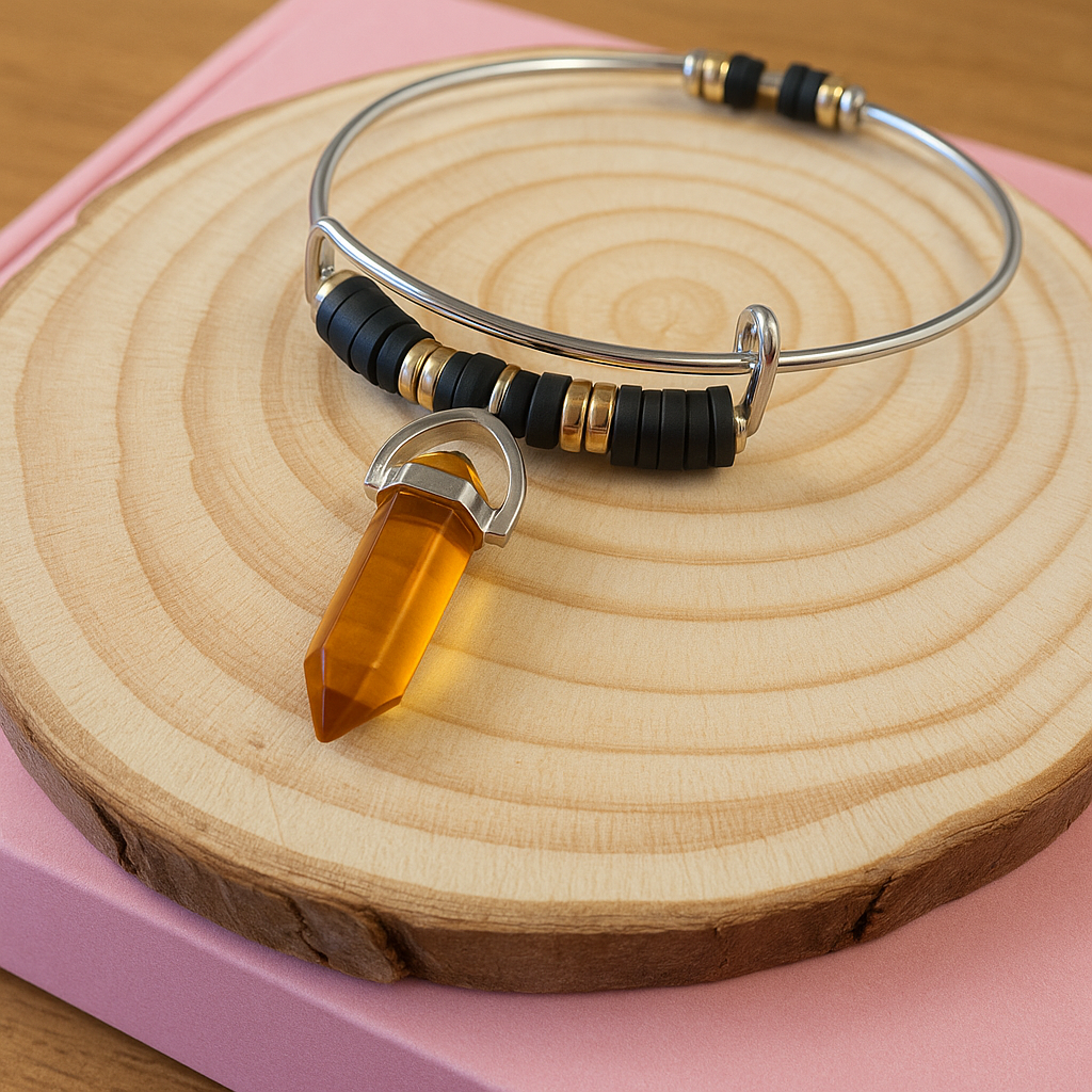 Amber Crystal Bangle – Handmade Bracelet