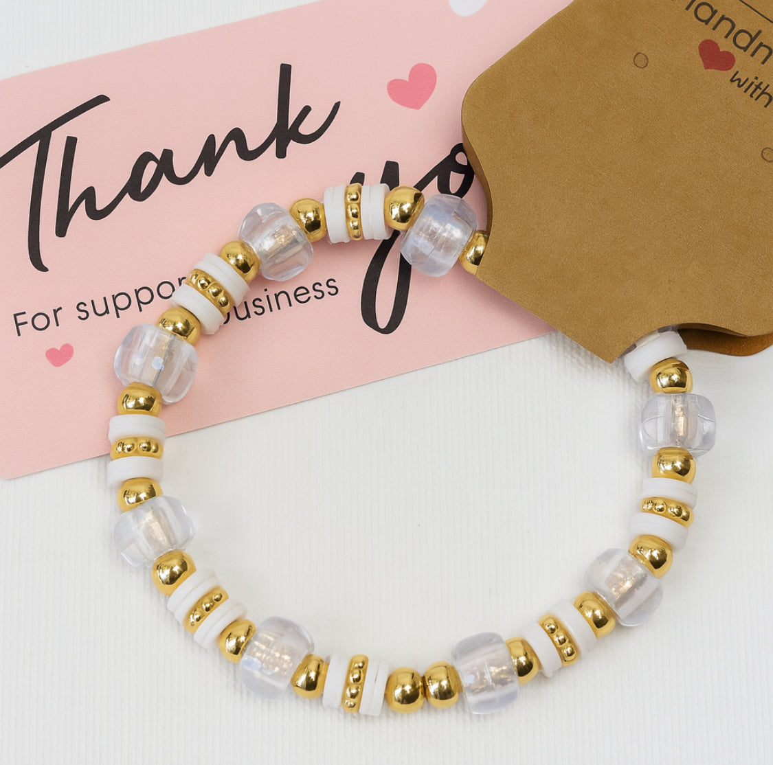 Golden Glow – Handmade Stretch Beaded Bracelet