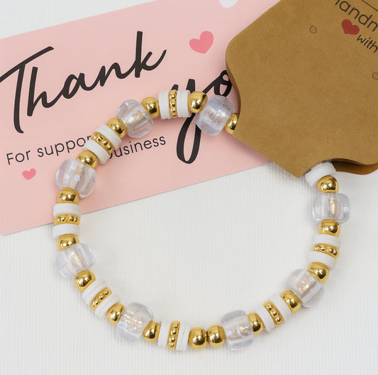 Golden Glow – Handmade Stretch Beaded Bracelet