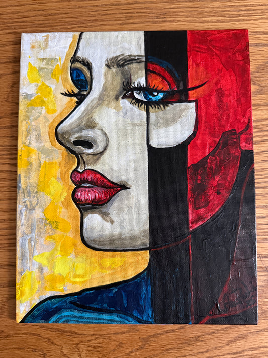 Divided Gaze ( Acrylic on Panel Canvas 8x10 inches )