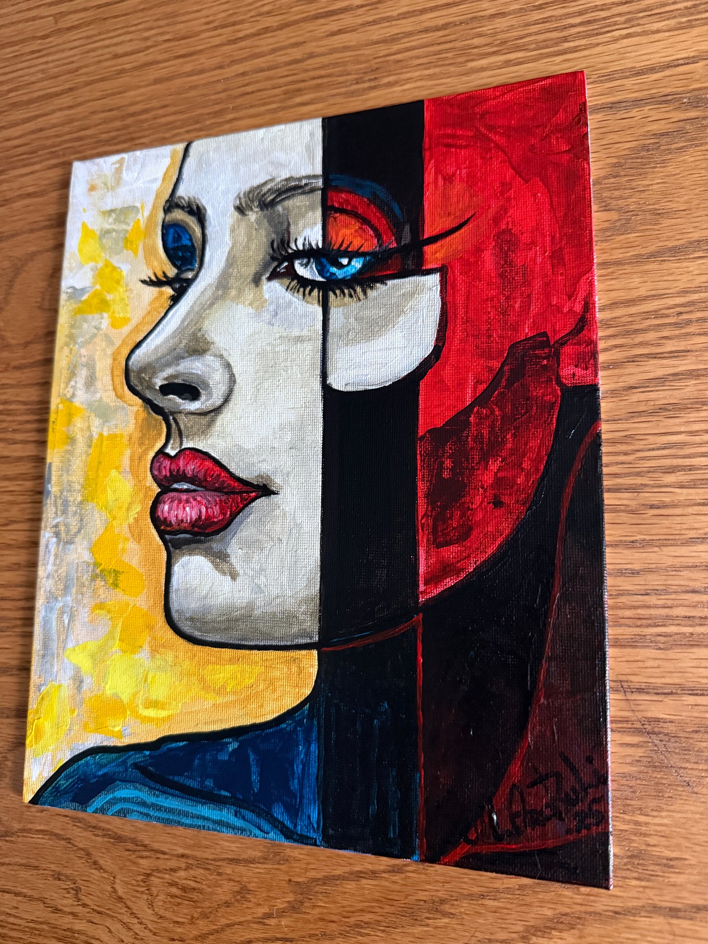 Divided Gaze ( Acrylic on Panel Canvas 8x10 inches )